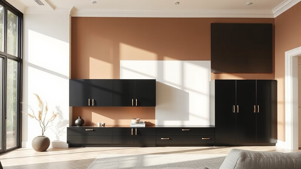 black units contrasting walls