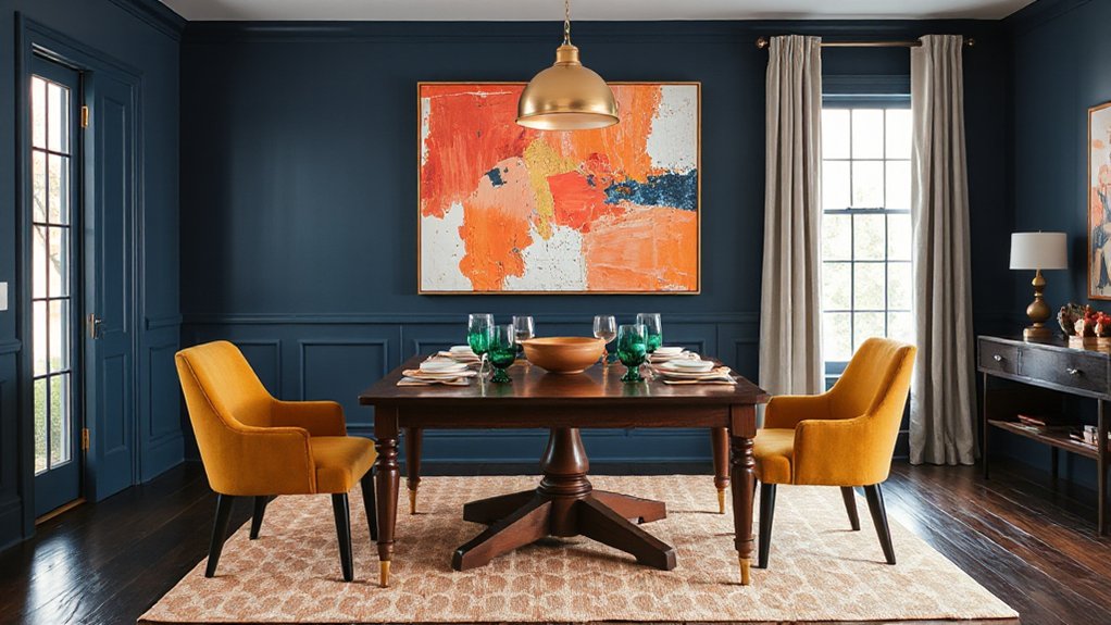 bold navy accent color layering
