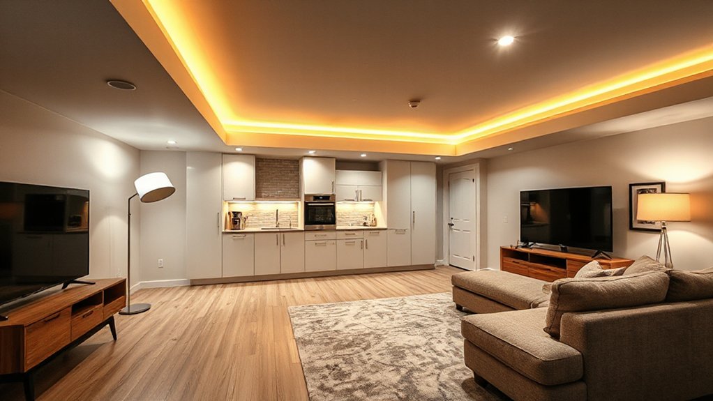 layered basement lighting options