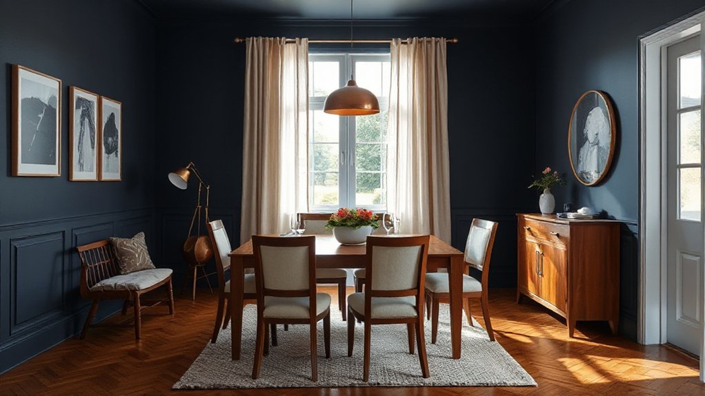 navy with warm wood