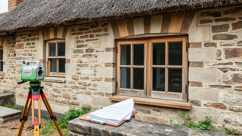 survey and document damages in a traditional flint cottage