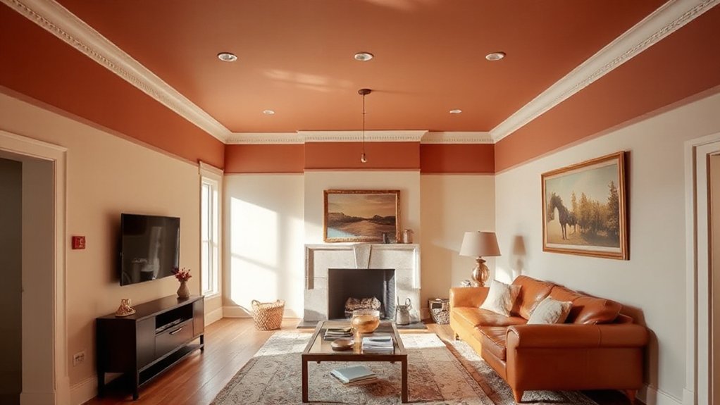 warm undertones enhance ceiling warmth