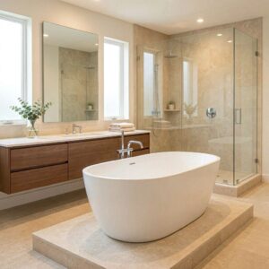 elegant en suite bathroom with freestanding bath